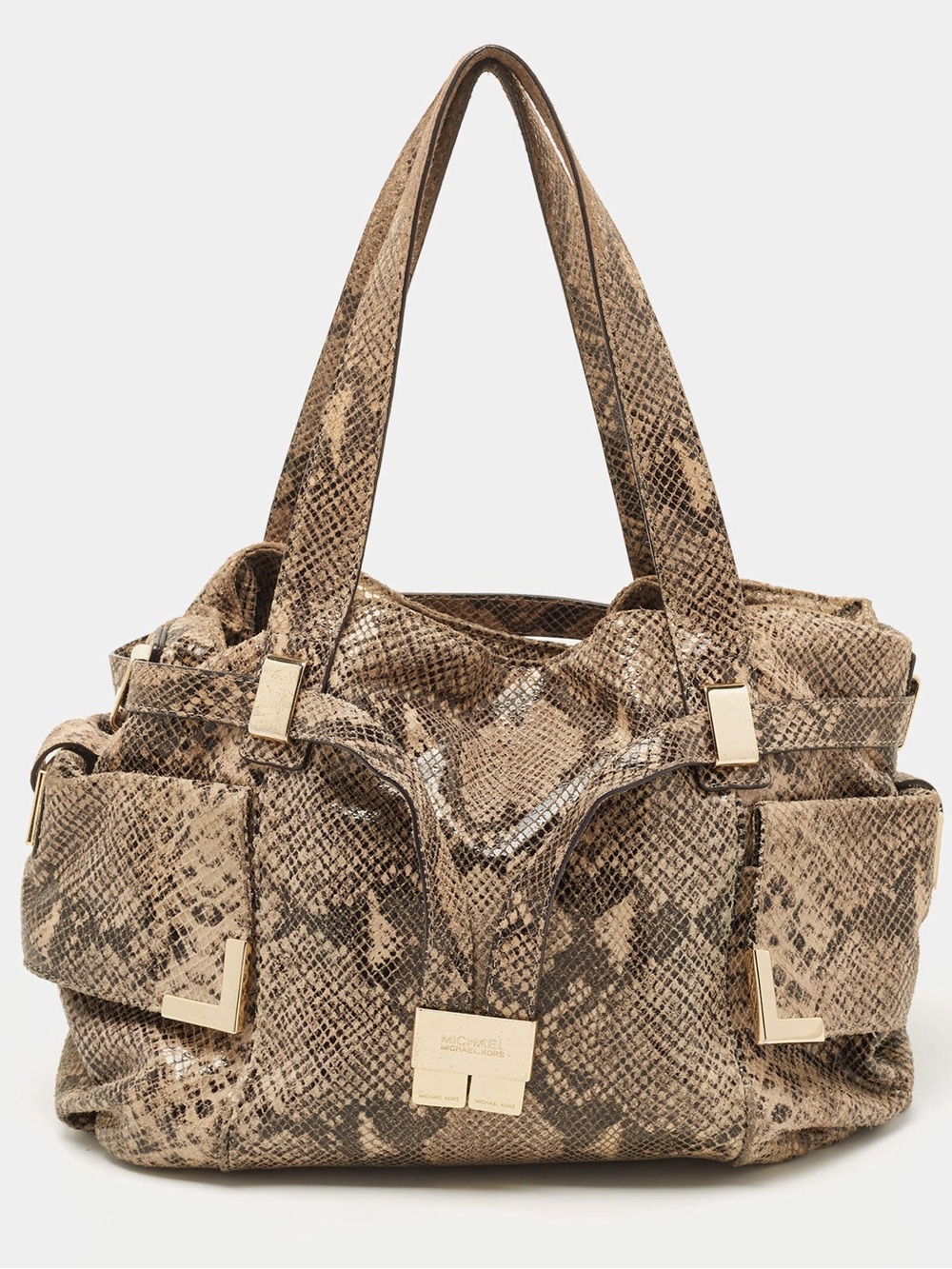 Michael Kors Vintage Python Embossed Leather Hobo Shoulder Bag Fall 26 #010